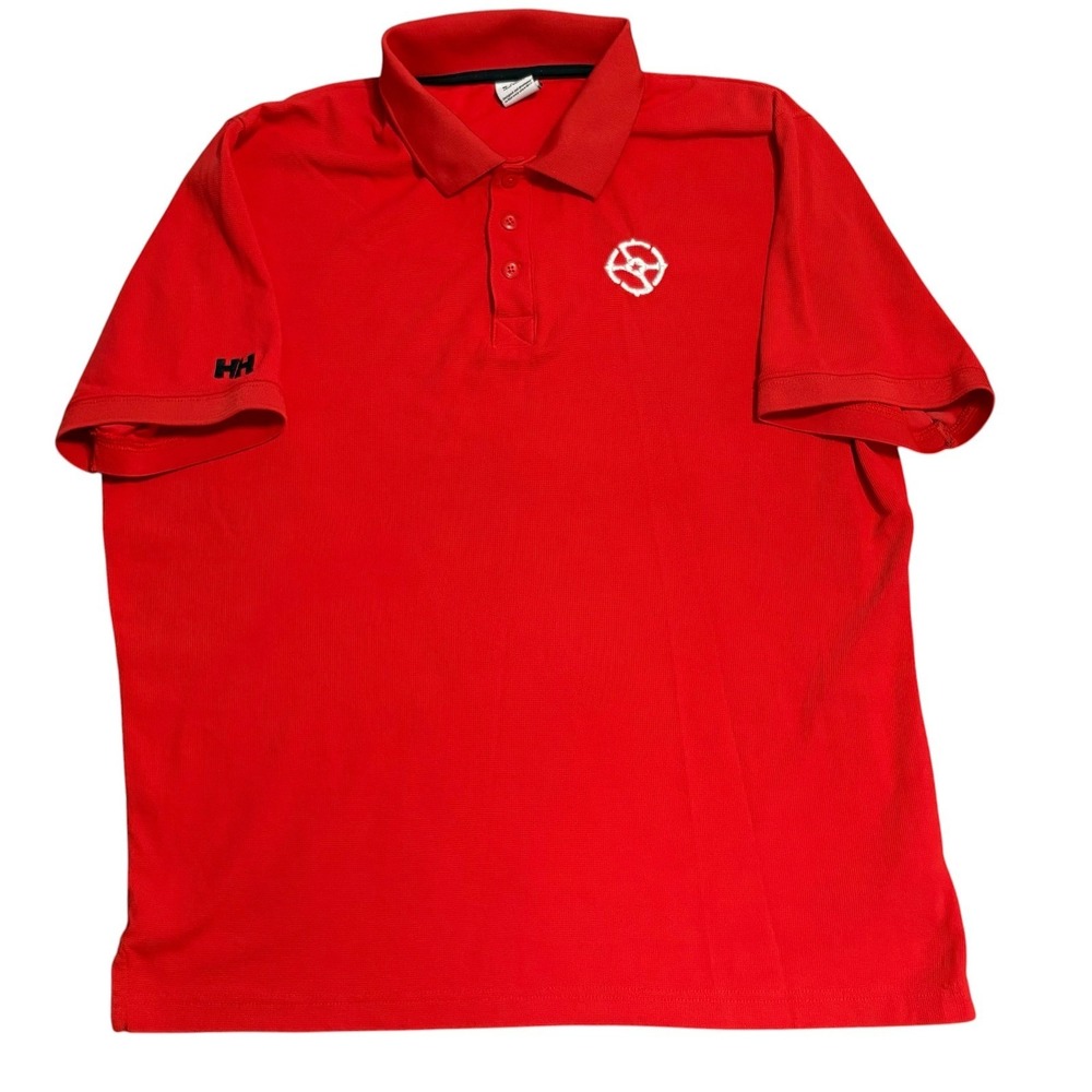 Helly Hansen Polo Shirt Mens Medium Red Short Sleeve Embroidered Logo